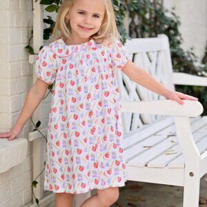 James & Lottie  Back to School Knit Whitley Dress Size 3T, Apples, Pencils